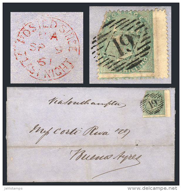 9/SE/1861 LONDON - Buenos Aires: Folded Cover Franked By Sc.28 (corner Defect), With Numeral "19" Cancel, And On... - Autres & Non Classés