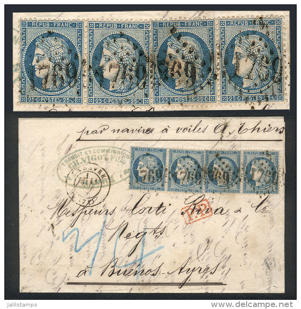 11/JUN/1872 LE HAVRE - Buenos Aires: Entire Letter (endorsed "par Navire A Voiles A. Thiers") Franked By Yvert 60A... - Autres & Non Classés