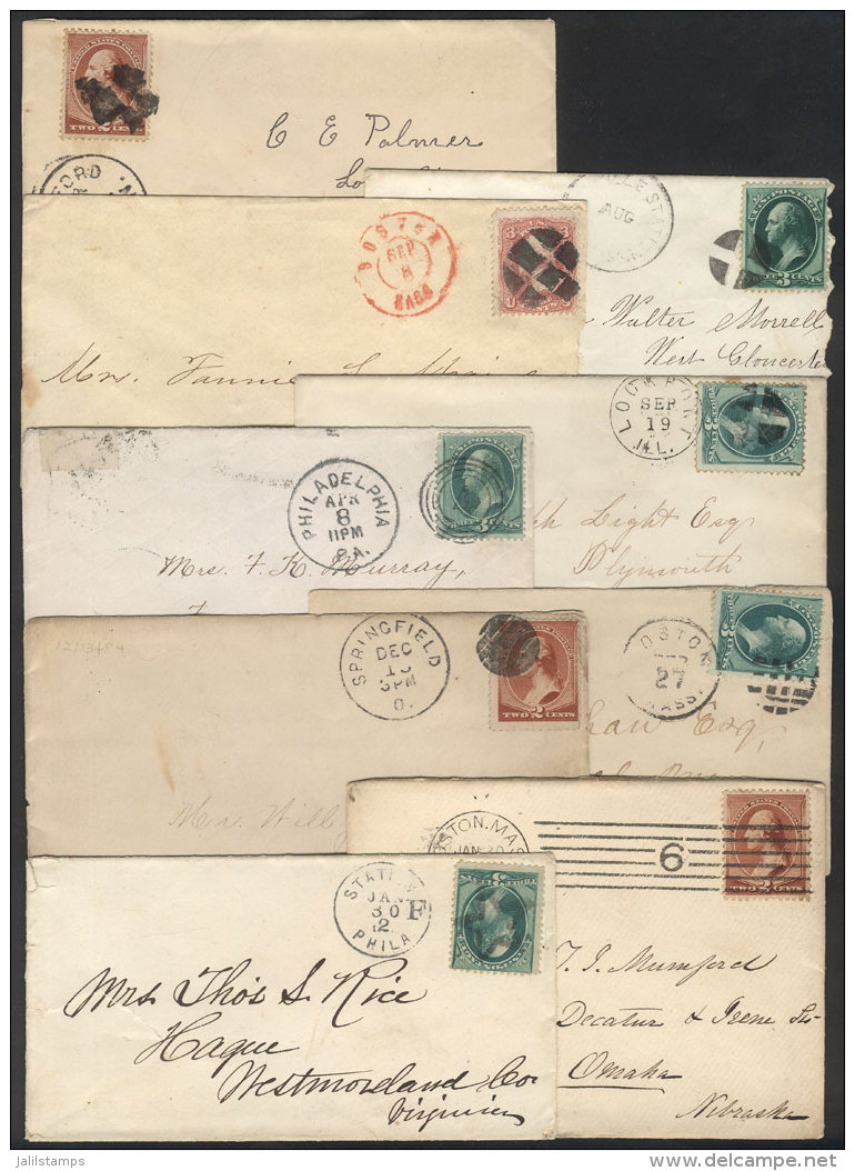 9 Old Covers (circa 1870/1880), All With Nice And Interesting Cancels, Fine To VF Quality, Low Start! - Marcophilie