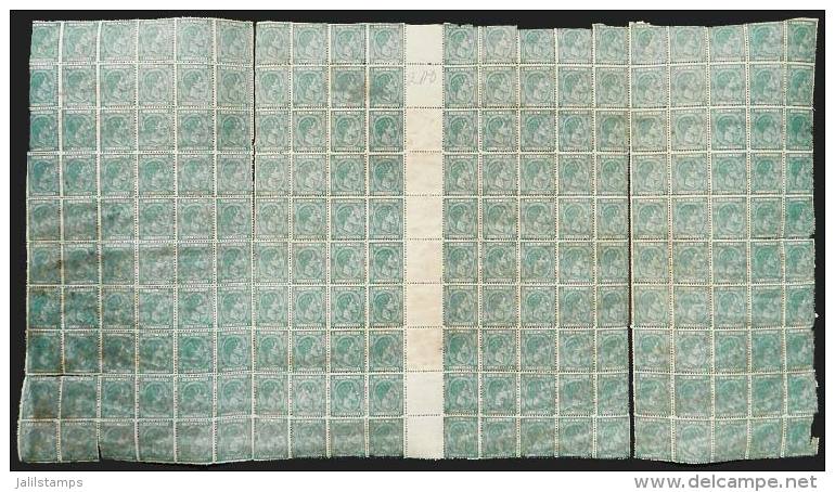 Yvert 25, 1878 25c. DARK Green, Fantastic Block Of 200 Examples Containing 10 Gutter Pairs, Very Nice, Fine... - Autres & Non Classés