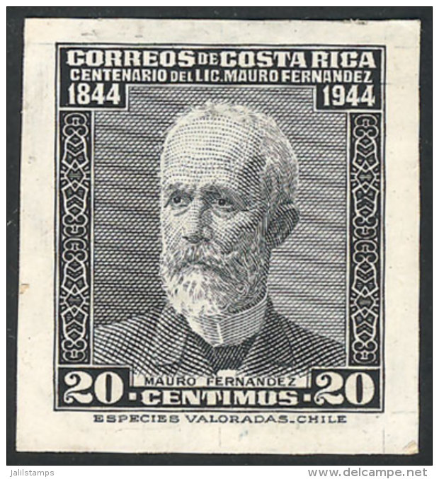 Yvert 229, 1945 Mauro Fernandez, DIE PROOF Printed On Thick Paper With Glazed Front, VF Quality, Rare! - Costa Rica