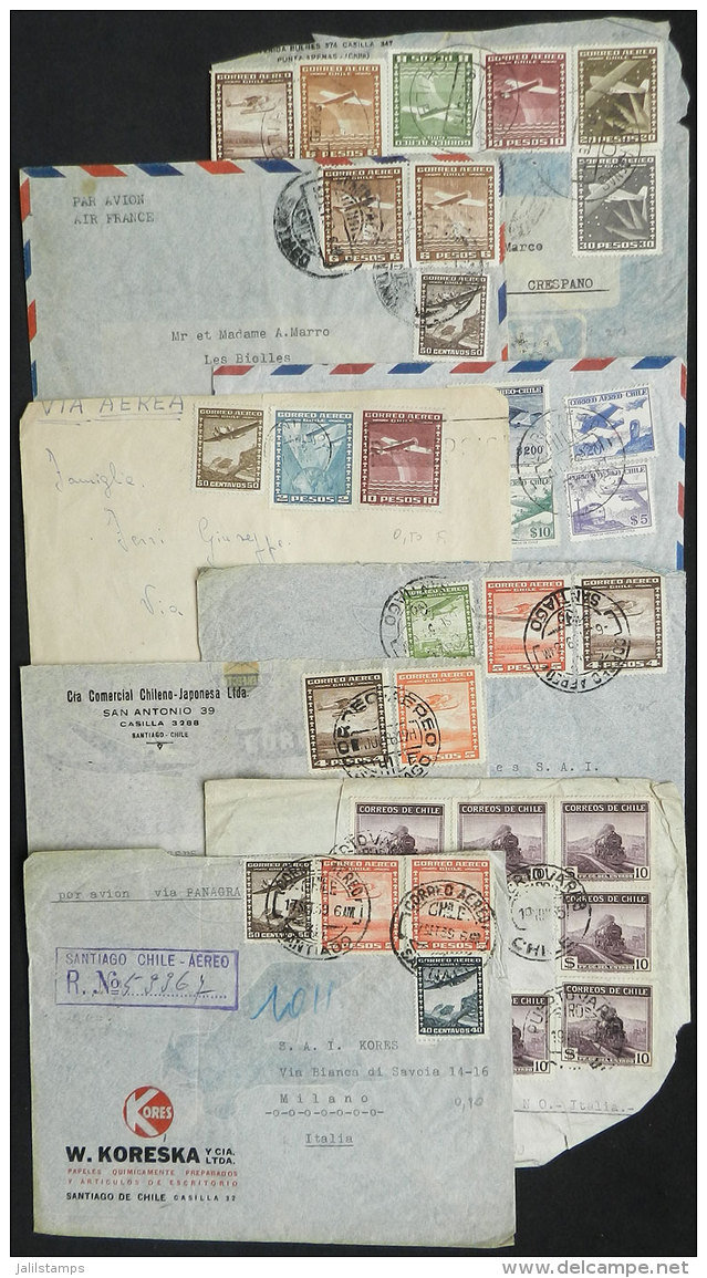 8 Covers Posted Between 1939 And 1959, Nice Postages, Several With Defects, Low Start! - Chili