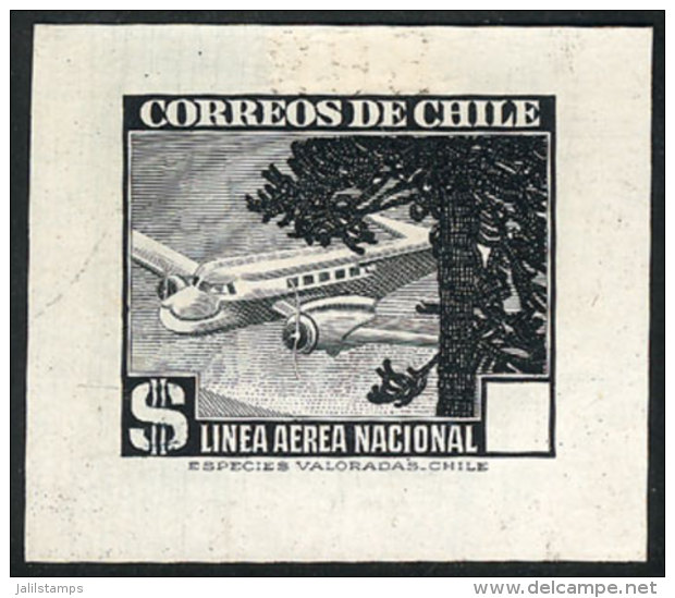 1941/2 Airplanes, DIE ESSAY Of An Unadopted Design, Without Face Value (right Cartouche Empty), Similar To Yvert 58... - Chili