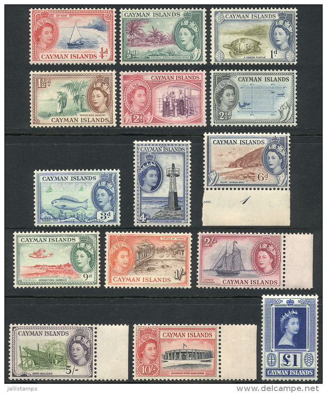 Sc.135/149, 1953/9 Fish, Turtles, Ships, Lighthouses And Other Topics, Compl. Set Of 15 Unmounted Values, Excellent... - Iles Caïmans