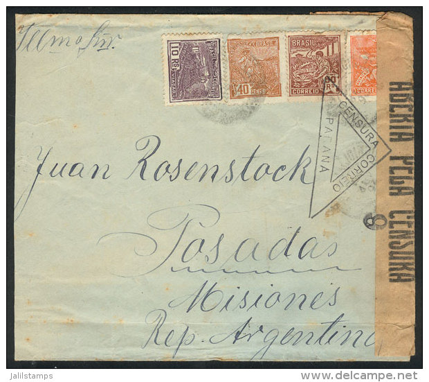 Cover Sent From Joinville To Posadas (Misiones, Argentina) In MAY/1925, With Interesting CENSOR Mark Of The State... - Andere & Zonder Classificatie