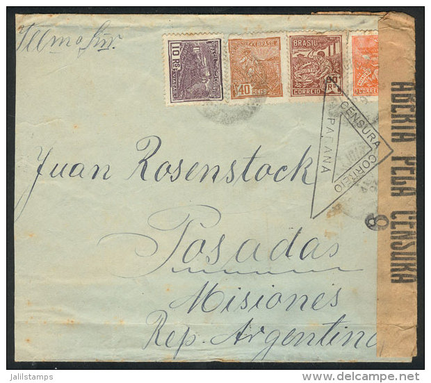 Cover Sent From Joinville To Posadas (Misiones, Argentina) In MAY/1925, With Interesting CENSOR Mark Of The State... - Autres & Non Classés