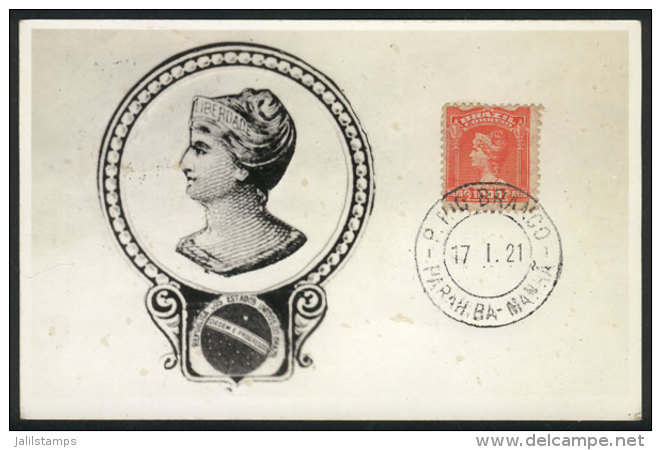 Maximum Card Of JA/1921: Allegory Of The Republic, Liberty, VF Quality - Cartes-maximum