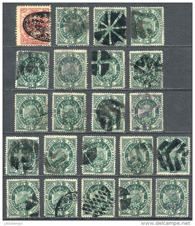 Lot Of 22 Old Stamps With INTERESTING CANCELS, Very Fine Quality, Low Start! - Bolivie