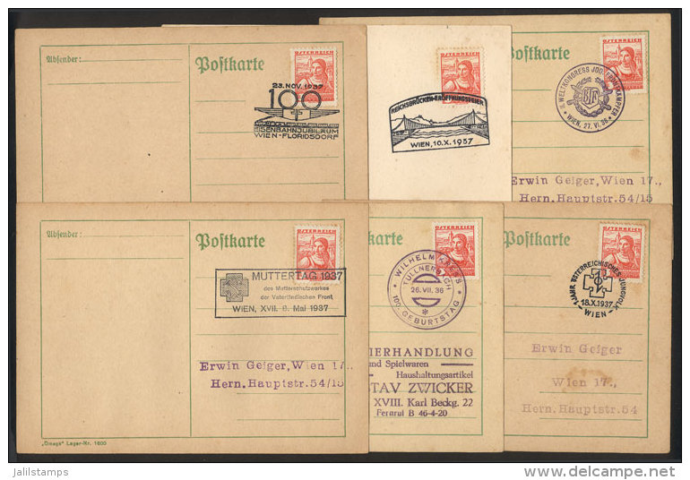 11 Cards Of The Years 1936/8, With Very Thematic Postmarks, Interesting! - Autres & Non Classés