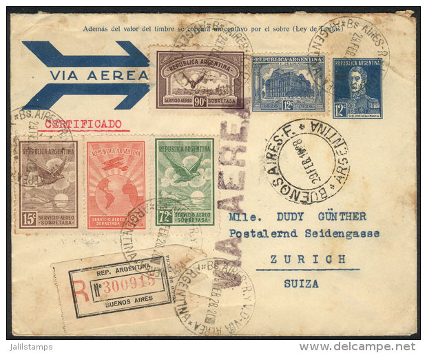 Airmail 12c. San Mart&iacute;n Stationery Cover Uprated With 5 Different Stamps (total Postage 2.06P.), Sent From... - Autres & Non Classés
