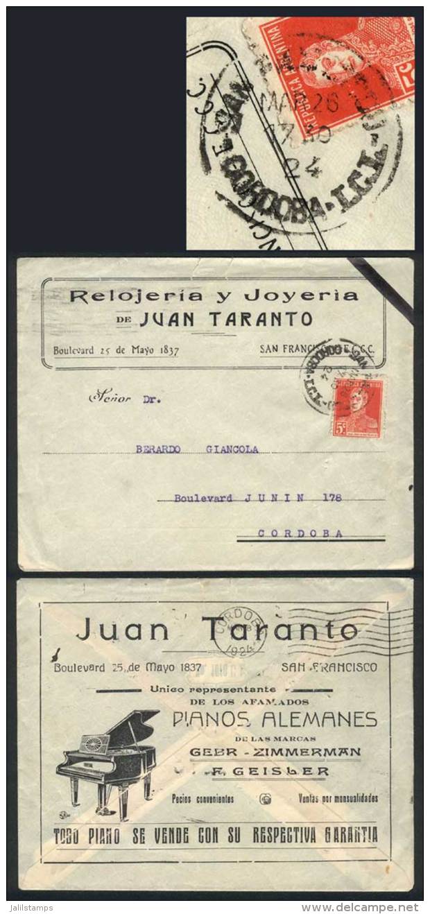 GJ.567 Franking An Advertising Taranto Jewelry Cover (on Reverse GERMAN PIANOS, Including Letter With Advertising... - Autres & Non Classés