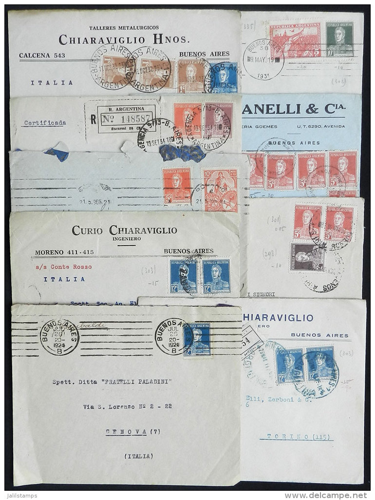 9 Covers Franked With Stamps Of The San Martin With And W/o Period Issues, All Sent To Italy, Interesting! - Autres & Non Classés