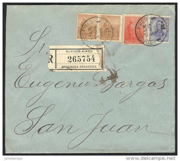 RARE COMBINATION OF 3 ISSUES: NON-PHILATELIC Cover Sent By Registered Mail From Buenos Aires To San Juan On... - Autres & Non Classés