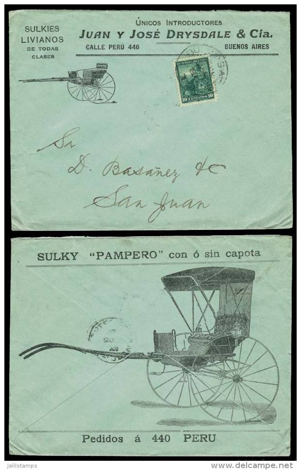 Cover With Fantastic Advertising ("Pampero" Sulky), Franked With 10c. Liberty, Sent From Buenos Aires To San Juan... - Autres & Non Classés