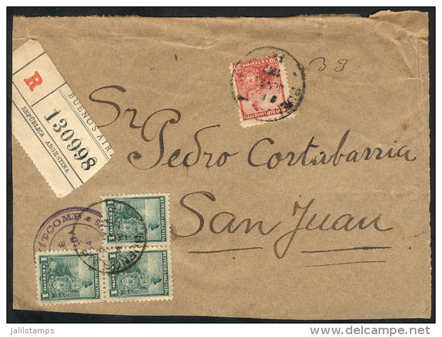 Front Of Registered Cover Sent From Buenos Aires To San Juan On 24/JUN/1900 With Rare Postage Rate Of 33c. (GJ.218... - Autres & Non Classés