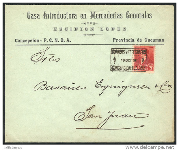 Cover Posted To San Juan On 19/OC/1898 Franked With 5c., With Rectangular Datestamp Of CONCEPCI&Oacute;N... - Autres & Non Classés