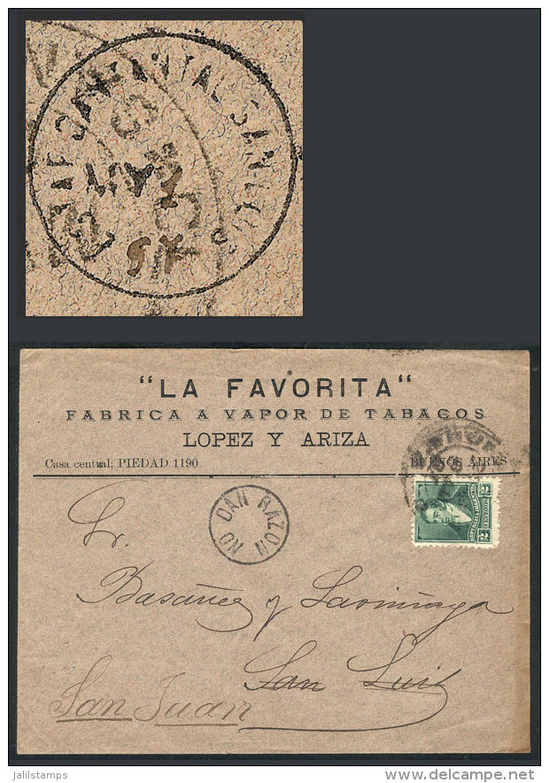 Cover With Advertising Corner Card (TOBACCO Steam Factory, On Back: "Favoritos" CIGARETTES), Franked With 2c. And... - Autres & Non Classés