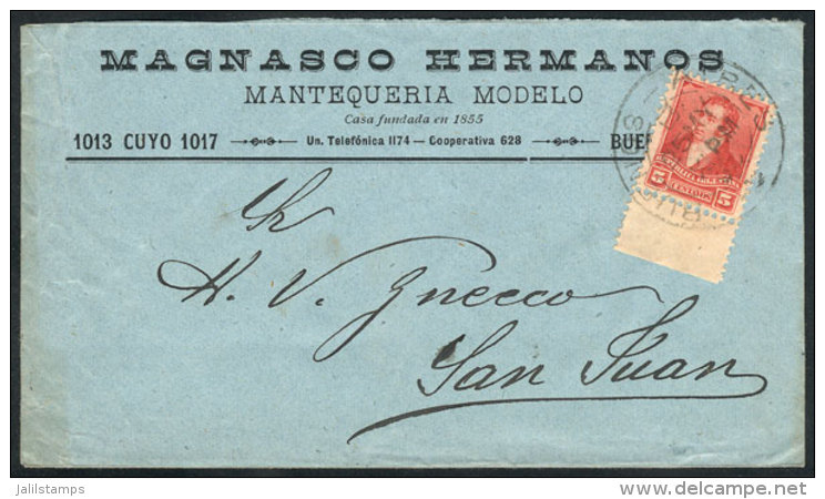 Commercial Cover With Advertising For "Magnasco Hermanos, Mantequer&iacute;a Modelo", Franked By GJ.141 And Sent... - Autres & Non Classés