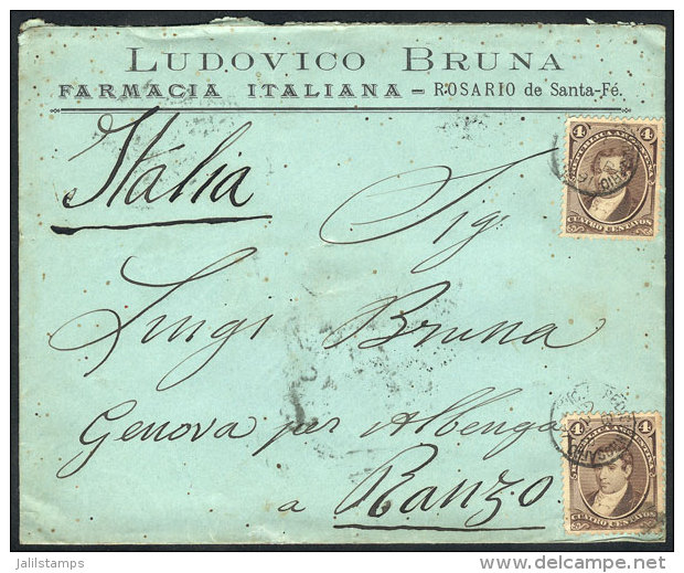 Cover Franked By GJ.36 X2 (8c.), Sent From Rosario To Italy On 2/AP/1891, VF! - Autres & Non Classés