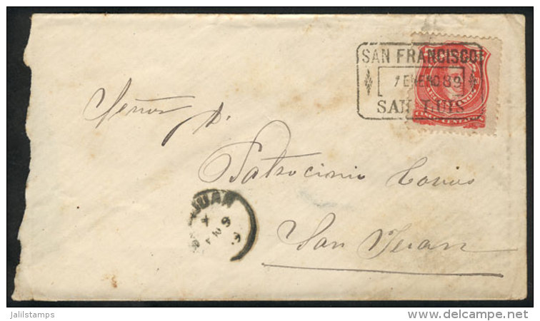 Cover Franked With 5c. (GJ.84, Minor Defect), With Very Rare Rectangular Datestamp SAN FRANCISCO - SAN LUIS... - Autres & Non Classés