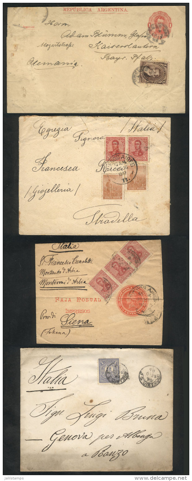 11 Covers Or Postal Stationeries Posted Between 1886 And 1918, Varied And Interesting Postages, Some With Defects,... - Autres & Non Classés