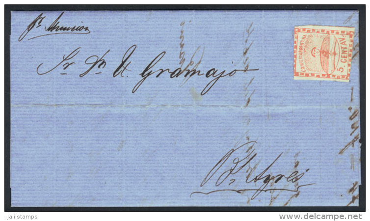 Entire Letter Sent From Rosario To Buenos Aires On 24/NO/1859 Per Steamer "Asunci&oacute;n", Franked With An... - Autres & Non Classés