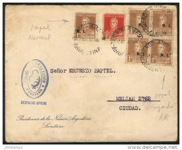 Registered Cover Used In Buenos Aires On 14/NO/1934, With MIXED POSTAGE Combining GJ.307 (San Mart&iacute;n WITH... - Service