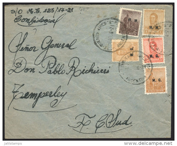 RARE MIXED POSTAGE: Cover Sent From Buenos Aires To Temperley On 6/AU/1921, With Postage Combining Stamps From... - Service