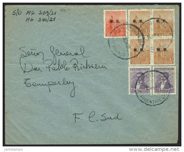 Rare MIXED POSTAGE: Cover Sent From Buenos Aires To Temperley On 10/JA/1921, Franked With Block Of 4 Of  1c. + 5c.... - Service