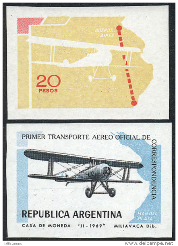 GJ.1481, 1969 First Airmail (airplane, Map), PROOFS Printed On The Paper Used For The Issue (with Gum And... - Autres & Non Classés