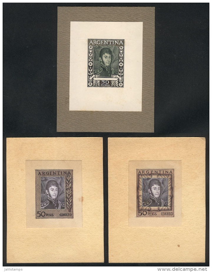 GJ.1057, 1951/7 50P. San Mart&iacute;n, 3 Die Essays Of Unadopted Designs, Each One Consisting Of 2 Overlapping... - Autres & Non Classés