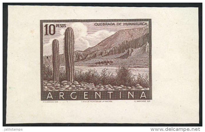 GJ.1054, 1954/7 10P. Humahuaca (cactus And Mountains), DIE PROOF In Dark Chestnut, Printed On Thick Paper With... - Autres & Non Classés