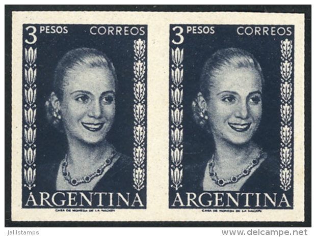 GJ.1014, 3P. Eva Per&oacute;n, TRIAL COLOR PROOF (dark Blue), Pair Of VF Quality! - Autres & Non Classés