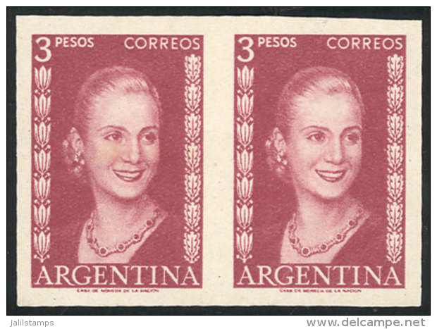 GJ.1014, 3P. Eva Per&oacute;n, TRIAL COLOR PROOF (dull Lilac Rose), Pair Of VF Quality! - Autres & Non Classés