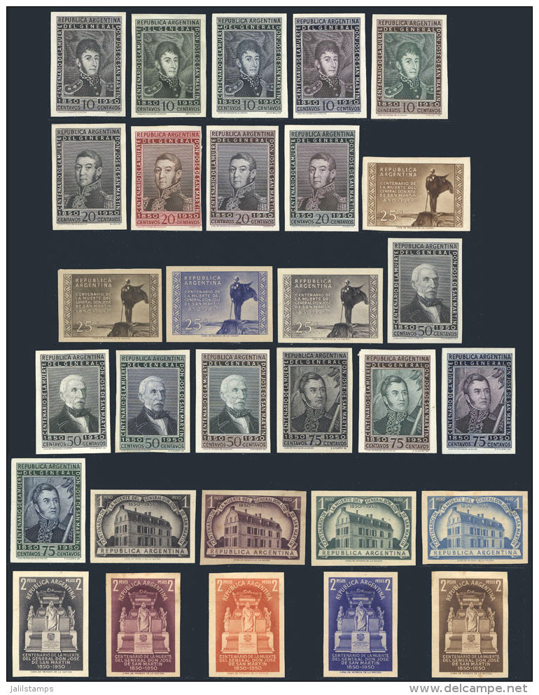 GJ.976/982, 1950 San Mart&iacute;n, The 30 Known PROOFS Of This Issue, All Different, Fine To Very Fine Quality,... - Autres & Non Classés