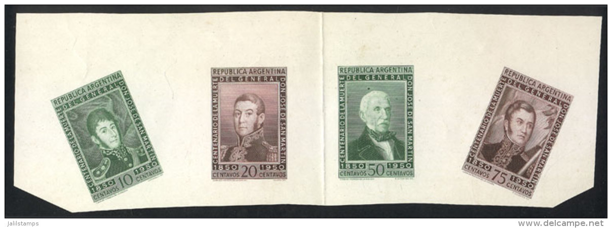 GJ.976 + 977 + 979 + 980, 1950 San Mart&iacute;n, MULTIPLE DIE PROOF Of The Engraved Values, Unadopted Colors,... - Autres & Non Classés