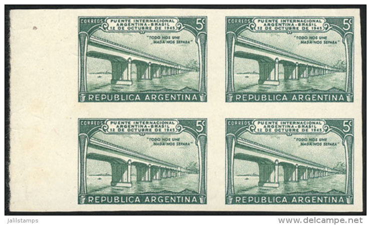 GJ.942, 1947 Bridge Argentina-Brazil, PROOF In The Adopted Color, Imperforate Block Of 4 On Unsurfaced Paper, VF... - Autres & Non Classés