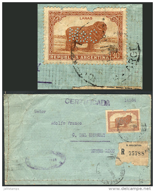GJ.757, 30c. Sheep With PERFIN "M &amp; C", Franking A Cover Sent From Buenos Aires To Entre R&iacute;os, With... - Autres & Non Classés