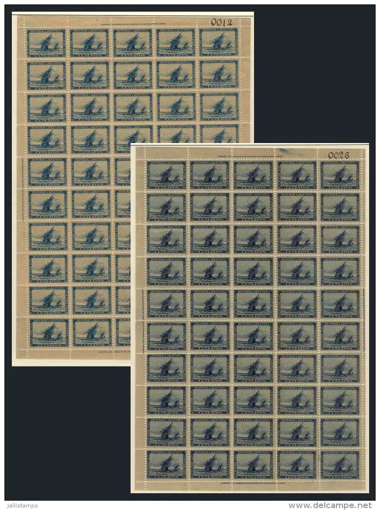 GJ.135/6, 1892 Discovery Of America 400 Years, Ships, Set Of 2 Values In COMPLETE SHEETS Of 50, Mint Never Hinged,... - Autres & Non Classés