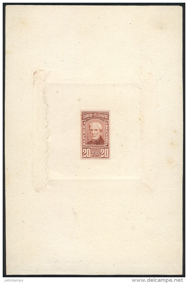 GJ.118, 20P. Guillermo Brown, Die Proof In Red-chestnut, Printed Directly On Card, Excellent Quality, Rare! - Autres & Non Classés