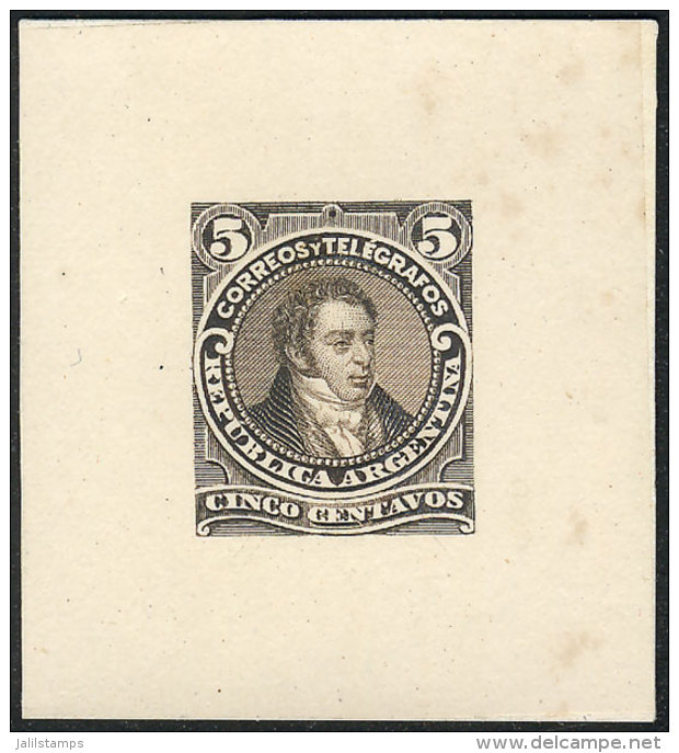 GJ.106, 1889 5c. Rivadavia, Die Proof Of The SECOND STAGE In The Evolution Of The Design (adopted), Chestnut-black... - Autres & Non Classés