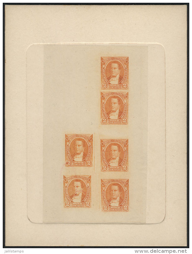 GJ.102, 1889 2c. Derqui, Multiple Die Proof In Orange, Printed On Thin Paper And Mounted On Card, Excellent... - Autres & Non Classés