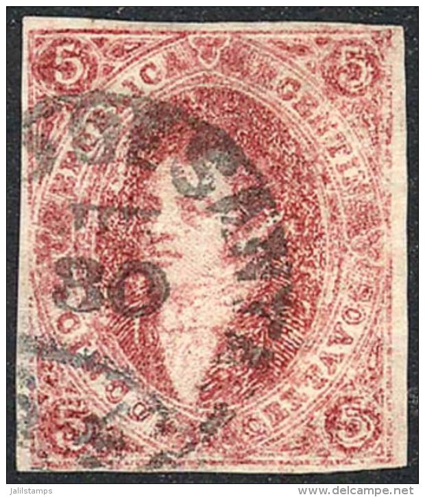 GJ.34c, 8th Printing, With Very Notable Lacroix Freres Watermark, Used In Santa Fe On 30/JUN/1872, Excellent... - Oblitérés