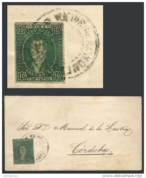 GJ.23, 10c. Green, Worn Impression, Franking A Folded Cover Sent To C&oacute;rdoba, With Double Circle "ADMON. DE... - Lettres & Documents