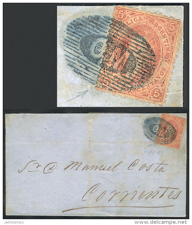 GJ.19j, 1st Printing, With "bottom Left Angle Incomplete" Variety (position 19), Franking An Entire Letter Sent... - Lettres & Documents