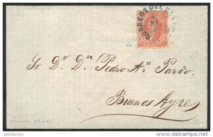 GJ.19, 1st Printing, Notable Example Of Very Clear Impression, Franking A Folded Cover Sent From PARAN&Aacute; To... - Lettres & Documents