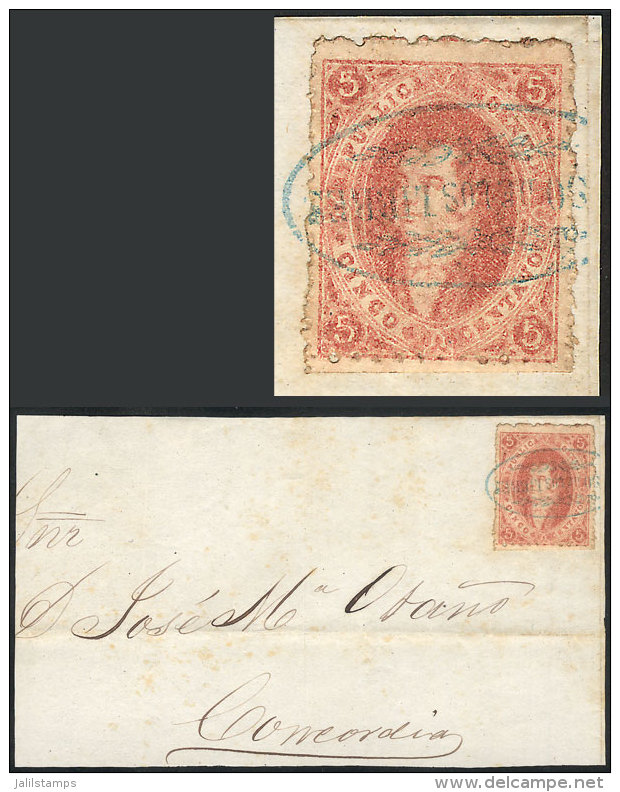 GJ.19, 1st Or 2nd Printing (worn Impression), Franking A Front Of A Folded Cover To Concordia, Blue Oval PASO DE... - Lettres & Documents