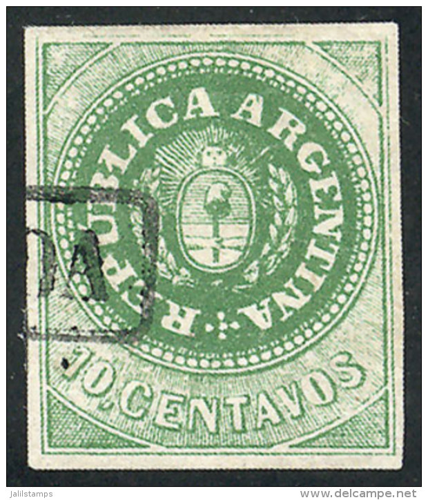 GJ.8Bb, 10c. Dark Green With "8 Cut Angles", Also An Interesting Plate Wear And Framed CERTIFICADA Cancel,... - Oblitérés