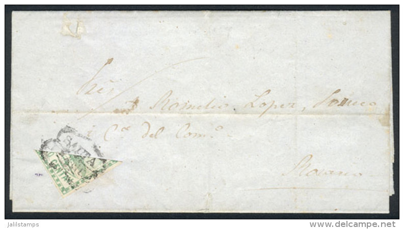 GJ.2BID, 10c. Diagonal Bisect, Franking A Complete Folded Letter Dated 14/MAY/1859, To Rosario, Cancelled... - Lettres & Documents
