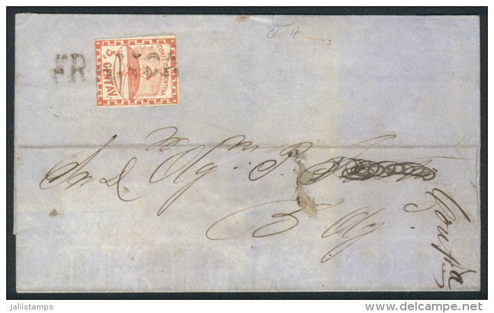 GJ.1, Franking A Folded Cover Dated Goya 22/SE/1862, Sent To Buenos Aires, With FRANCA Cancel (+100%), Very Nice,... - Lettres & Documents